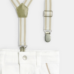 بنطال بكسرات وحمالات باللون...